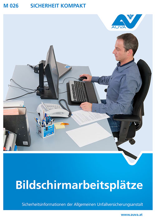 Titelbild des Merkblattes "M 026 Bildschirmarbeitsplätze"