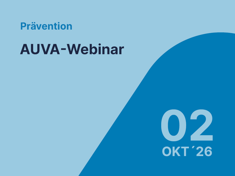 Ankündigung für ein AUVA-Webinar am 2. Oktober 2026