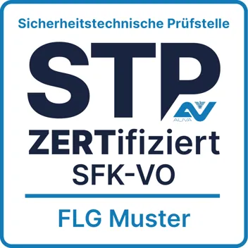 Zertifizierungslogo der Sicherheitstechnischen Prüfstelle Zertifizierungslogo der Sicherheitstechnischen Prüfstelle