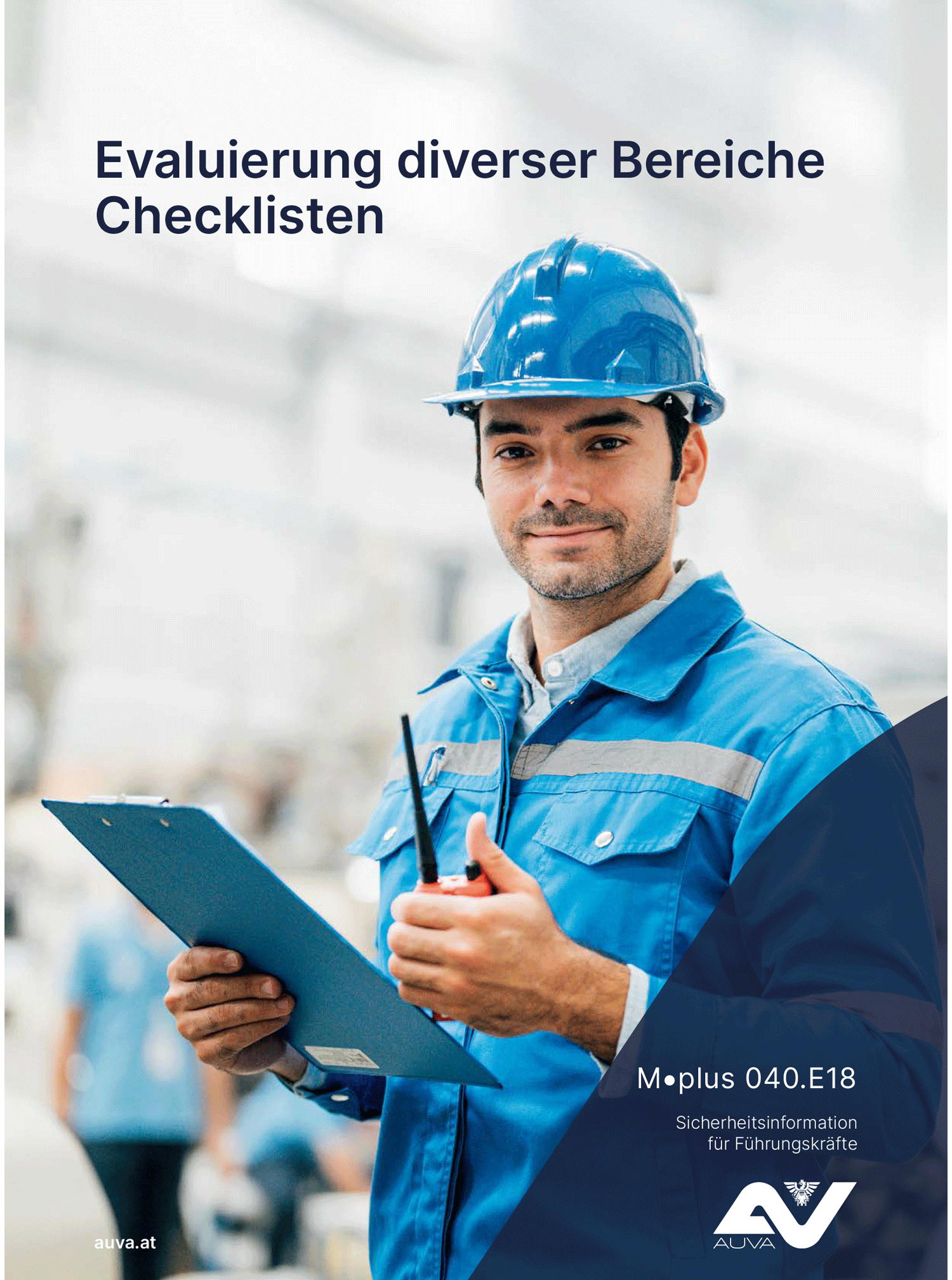 Titelbild des Merkblattes "M.plus 040.E18 Evaluierung diverser Bereiche, Checklisten"