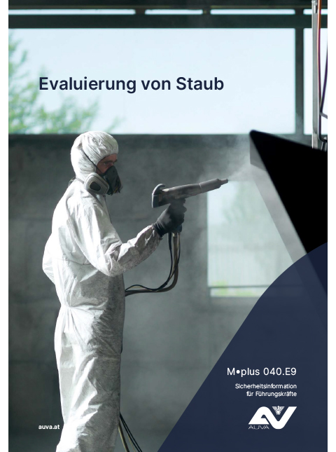 Titelbild des Merkblattes "M.plus 040.E9 Evaluierung von Staub"