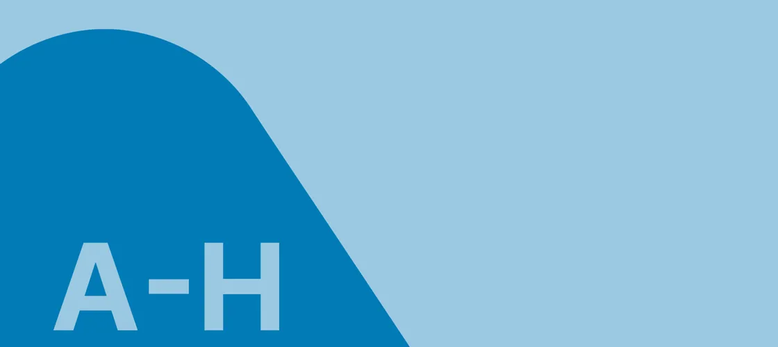 A H Credit Lwptm Schriftzug A bis H auf blauem Hintergrund
