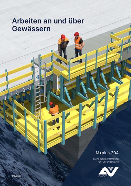 Titelbild des Merkblattes "M.plus 204 Arbeiten an und über Gewässern"