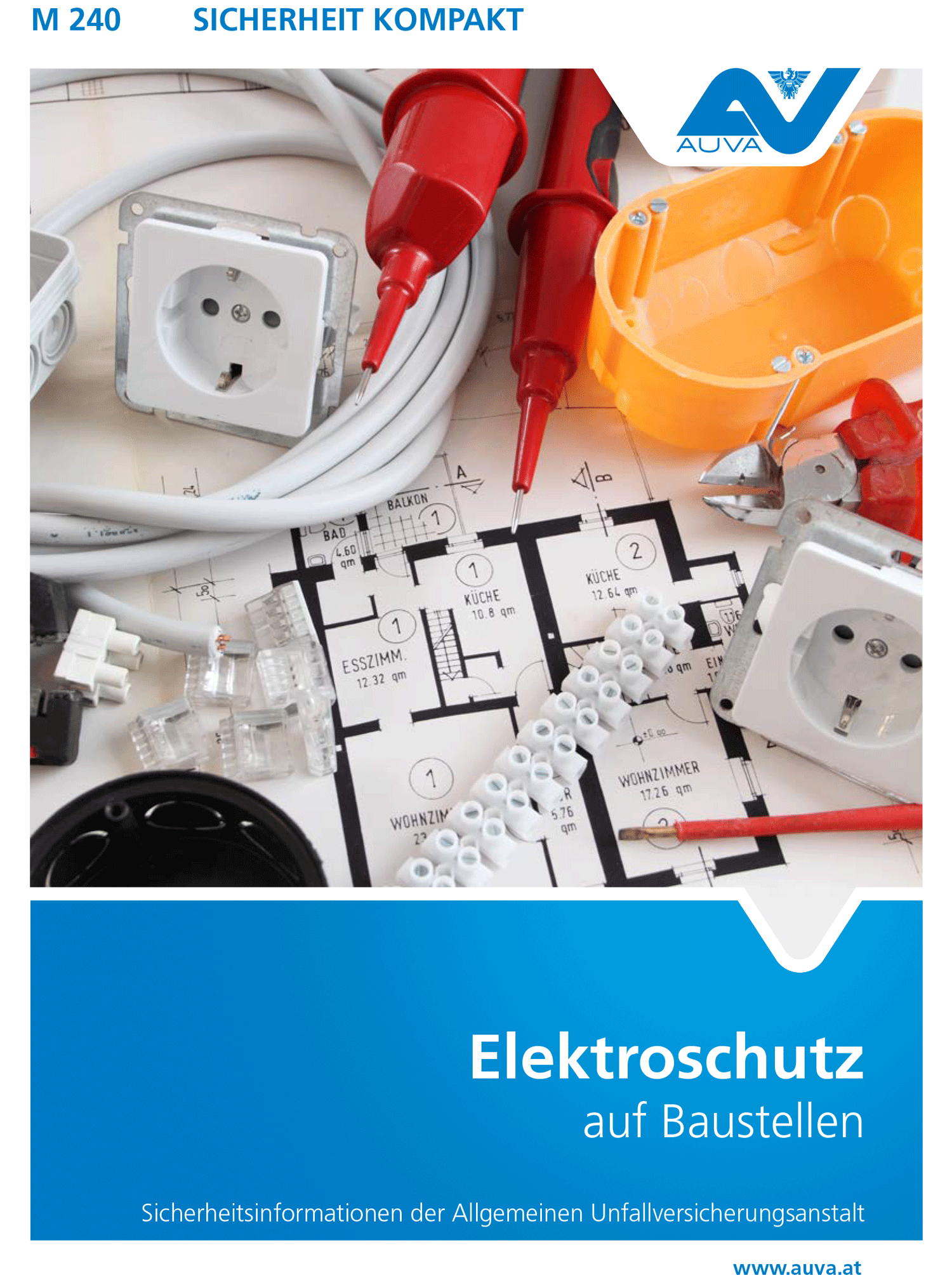 Titelbild des Merkblattes "M 240 Elektroschutz auf Baustellen"