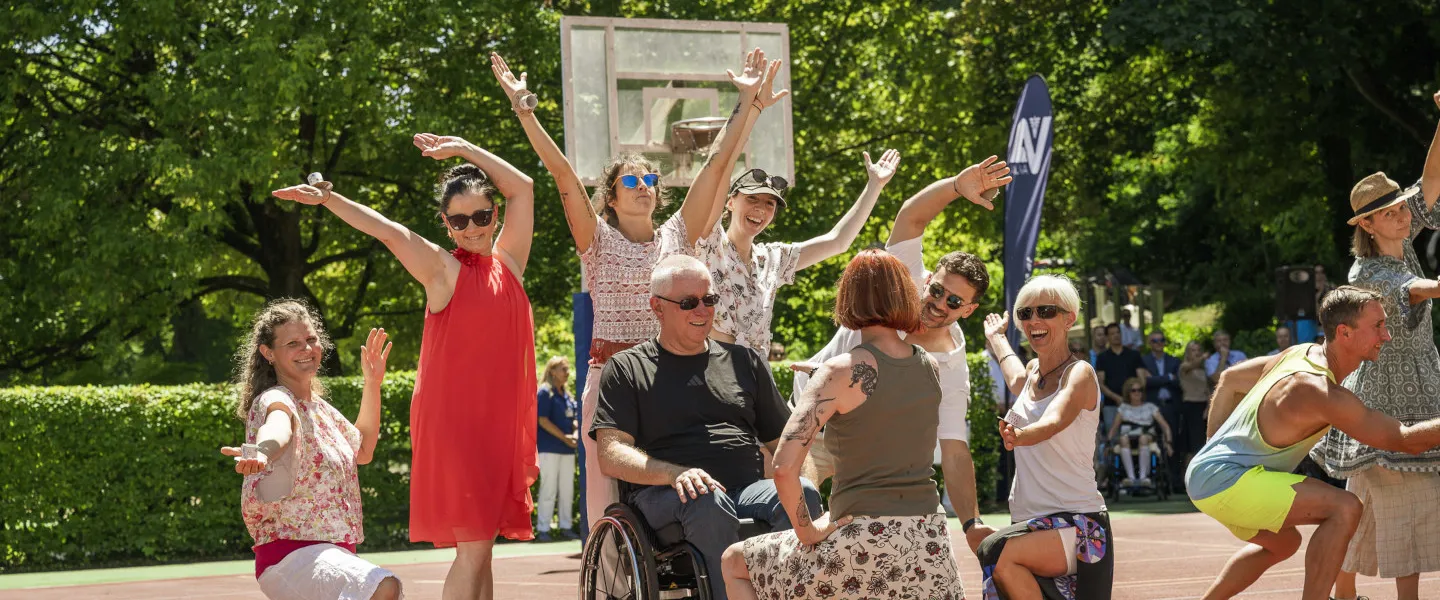 Rollstuhltanzvorstellung beim Sportfest in der RK Tobelbad