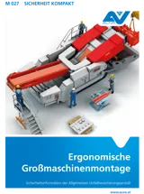 Titelbild des Merkblattes "M 027 Ergonomische Großmaschinenmontage" Titelbild des Merkblattes "M 027 Ergonomische Großmaschinenmontage"