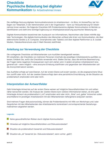 Screenshot Checkliste Psychische Belastung bei digitaler Kommunikation Screenshot Checkliste Psychische Belastung bei digitaler Kommunikation