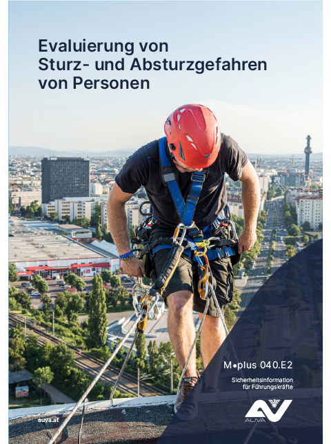 Titelbild des Merkblattes "M.plus 040.E2 Sturz und Absturz"