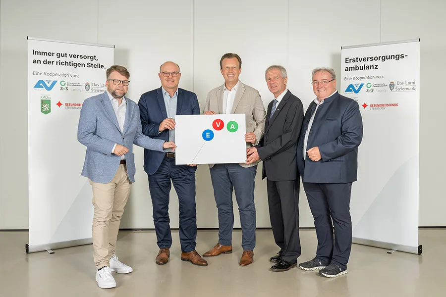 PA 2024 11 20 Gruppenbild 1 EVA UT Graz 900 v.l.n.r.: Klubobmann Hannes Schwarz, Josef Harb (ÖGK Steiermark: Vorsitzender des Landesstellenausschuss Steiermark), Gesundheitslandesrat Karlheinz Kornhäusl, Günther Stangl (AUVA: Vorsitzender Landesstellenausschuss Graz), Vinzenz Harrer (ÖGK: Stv. Vorsitzender Landesstellenausschuss Steiermark)