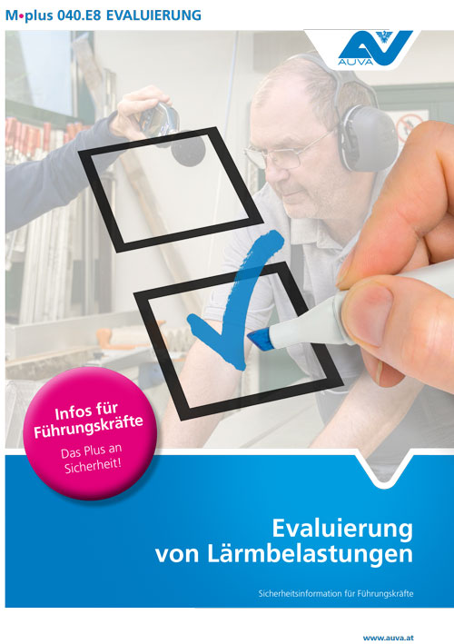 Titelbild des Merkblattes "M.plus 040.E8 Evaluierung von Lärmbelastungen"