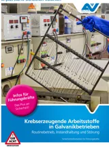 Titelbild des Merkblattes "M.plus 340.10 Krebserzeugende Arbeitsstoffe in Galvanikbetrieben" Titelbild des Merkblattes "M.plus 340.10 Krebserzeugende Arbeitsstoffe in Galvanikbetrieben"