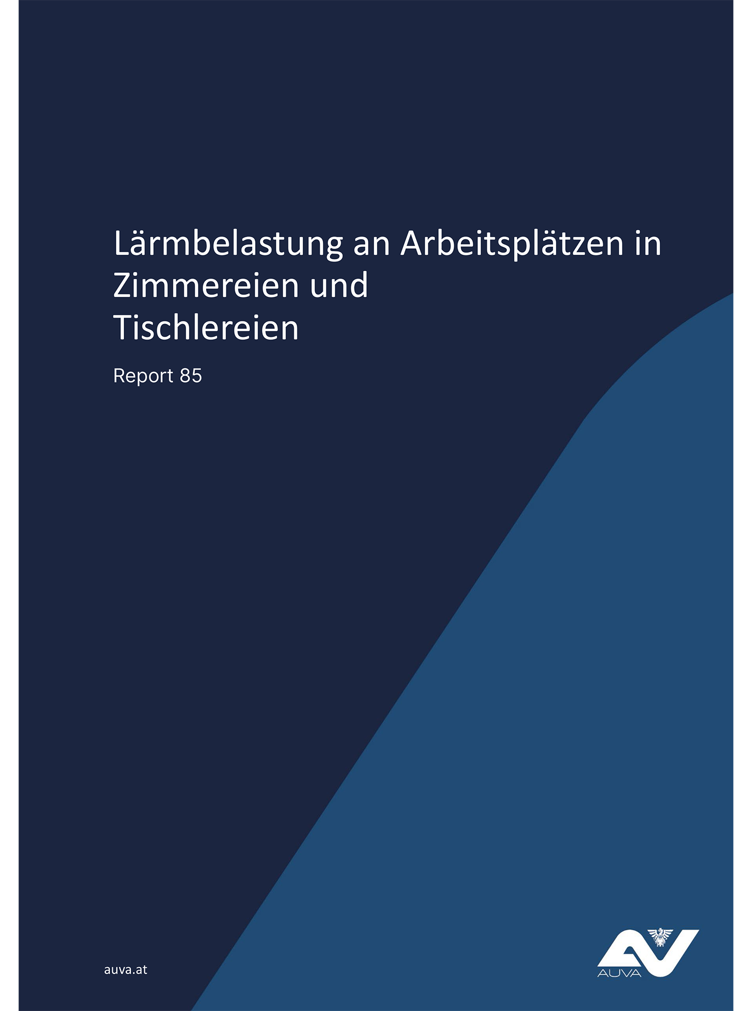Titelseite des Reports 85 "Lärmbelastung an Arbeitsplätzen in Zimmereien und Tischlereien"