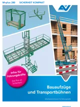 Titelbild des Merkblattes "M.plus 280 Bauaufzüge und Transportbühnen" Titelbild des Merkblattes "M.plus 280 Bauaufzüge und Transportbühnen"