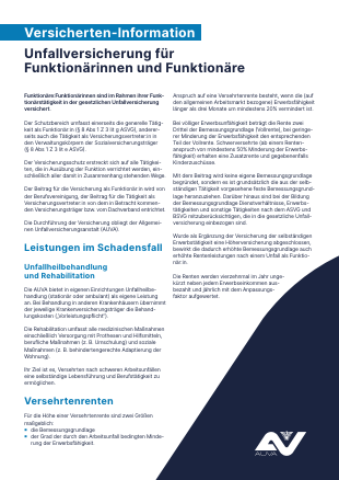 Titelblatt der Broschüre Versicherten Information Unfallversicherung für Funktionärinnen und Funktionäre