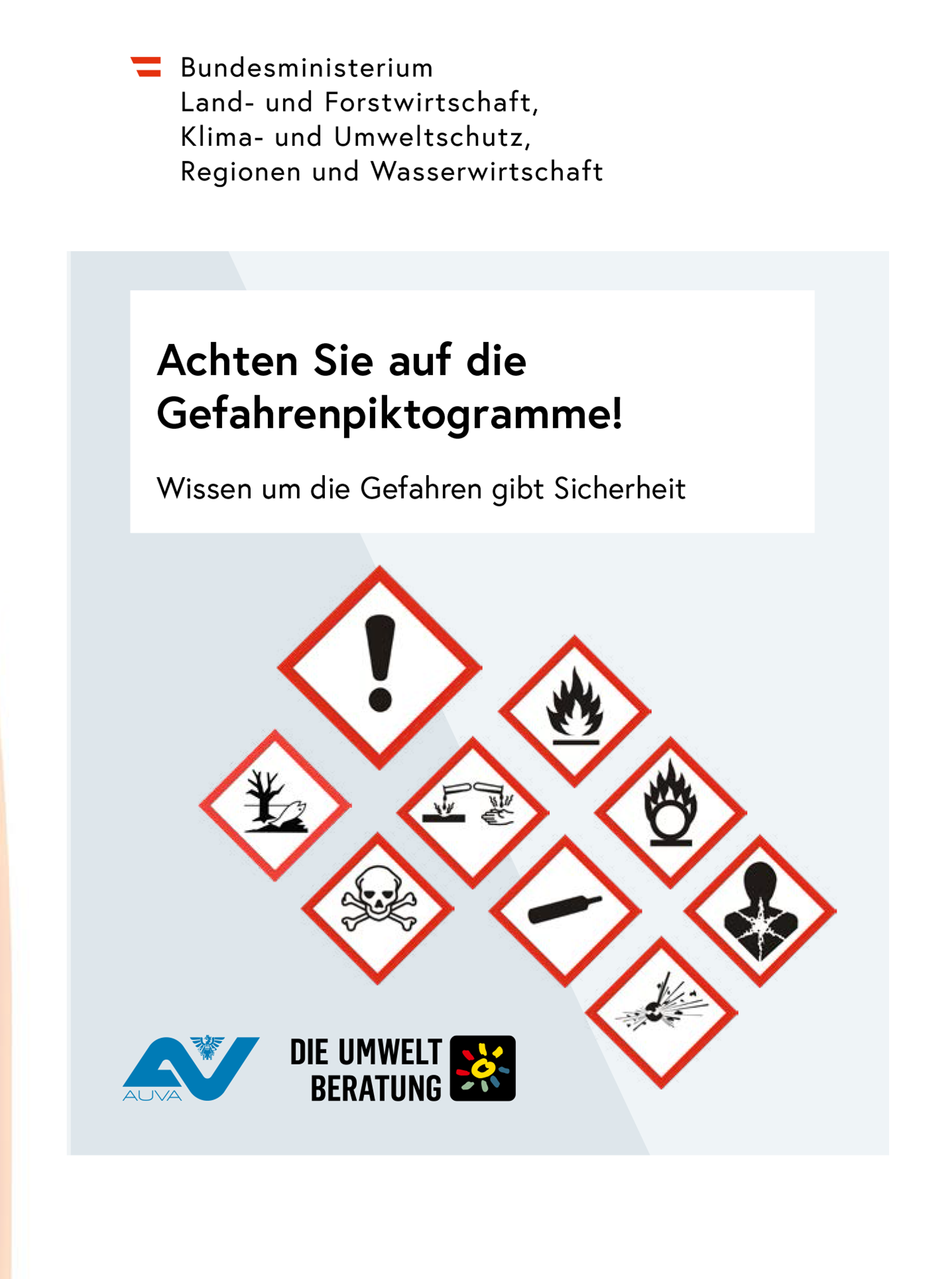 Titelbild des Posters "Achten Sie auf die Gefahrenpiktogramme!"