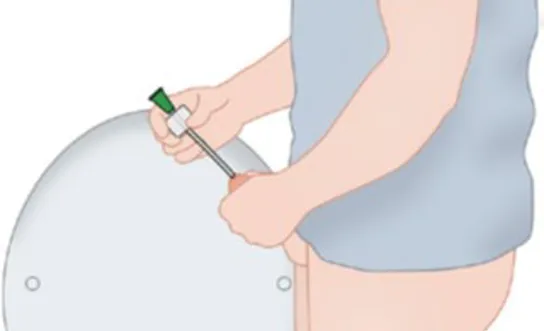 RH Selbstkatheterismus auf der Toilette stehend (männl.) - Ratgeber Querschnittlähmung Selbstkatheterismus auf der Toilette stehend (männl.) - Symbolbild für Ratgeber Querschnittlähmung