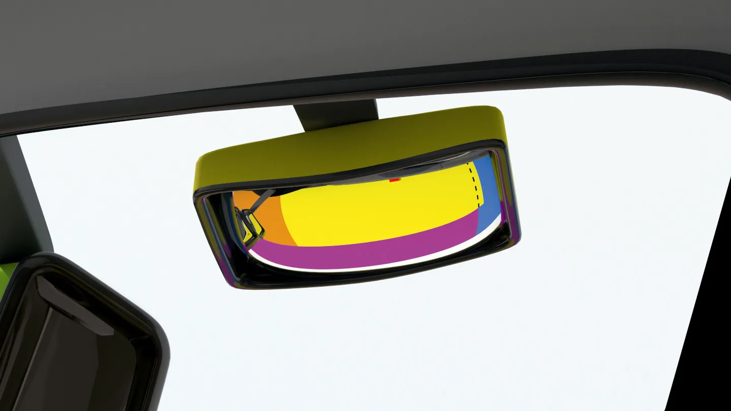 Anfahrspiegel Animation des Blicks in den Anfahrspiegel beim Lkw