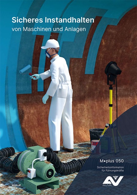 Titelbild des Merkblattes "M.plus 050 Sicheres Instandhalten von Maschinen und Anlagen"