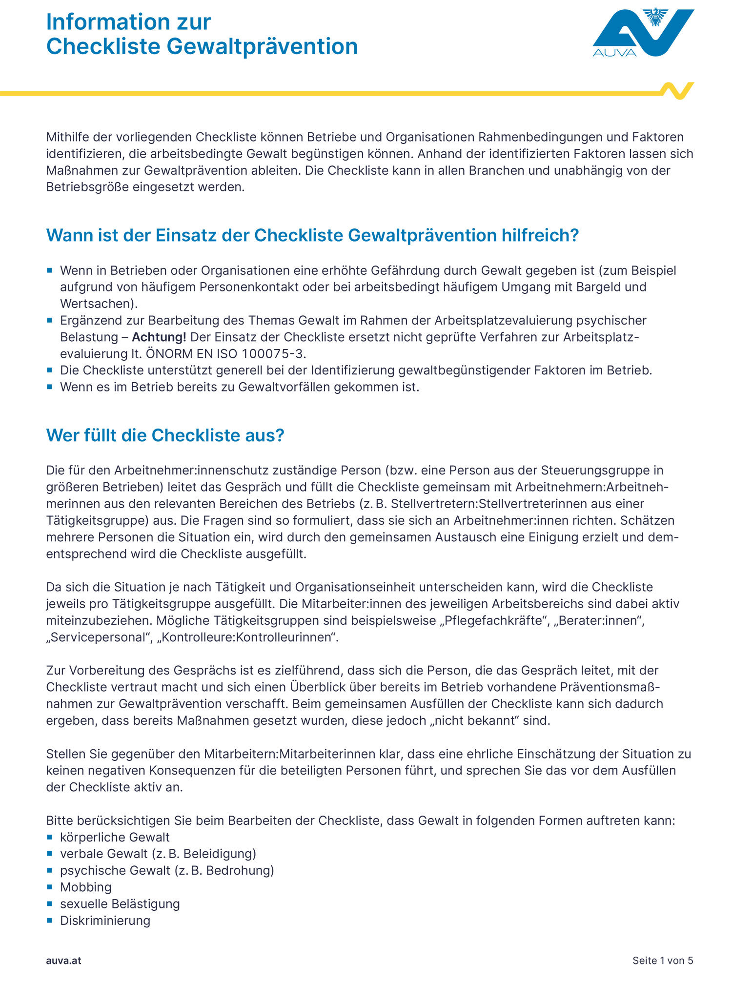 Screenshot Checkliste Gewaltprävention