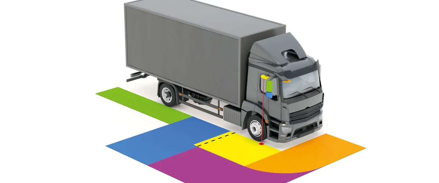 Spiegeleinstellung Blick vom Fahrersitz Animation: Lkw-Spiegeleinstellung, Blick vom Fahrersitz