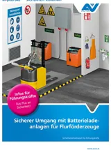 Titelbild des Merkblattes "M.plus 842 Sicherer Umgang mit Batterieladeanlagen für Flurförderzeuge" Titelbild des Merkblattes "M.plus 842 Sicherer Umgang mit Batterieladeanlagen für Flurförderzeuge"