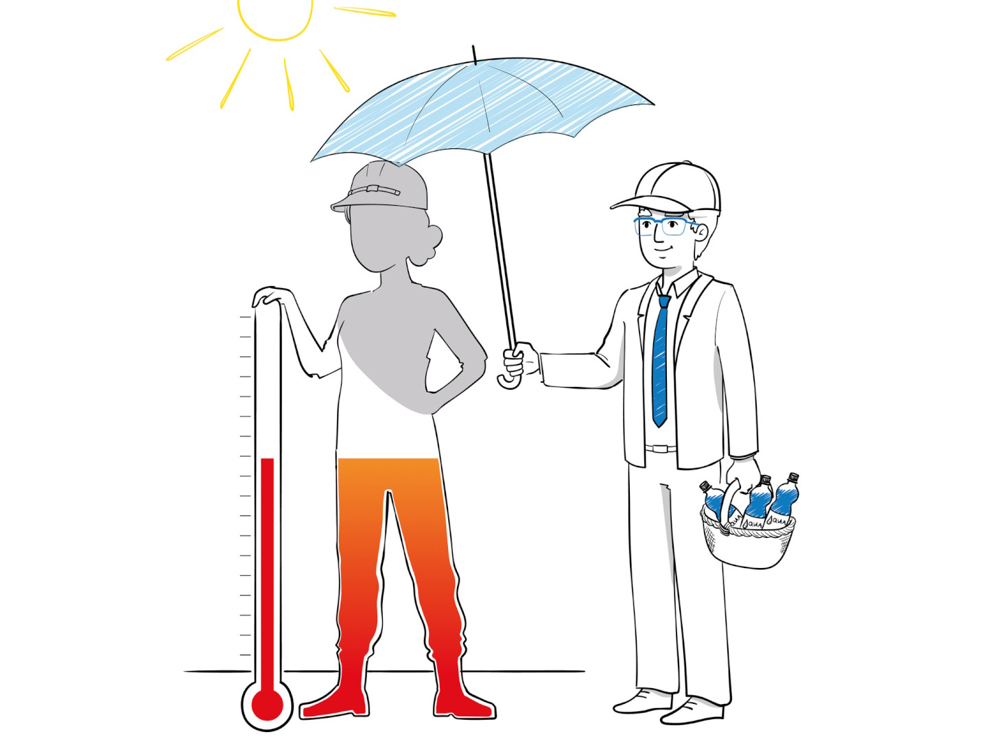 Illustration von Arbeitnehmer:innenschutz bei Hitze