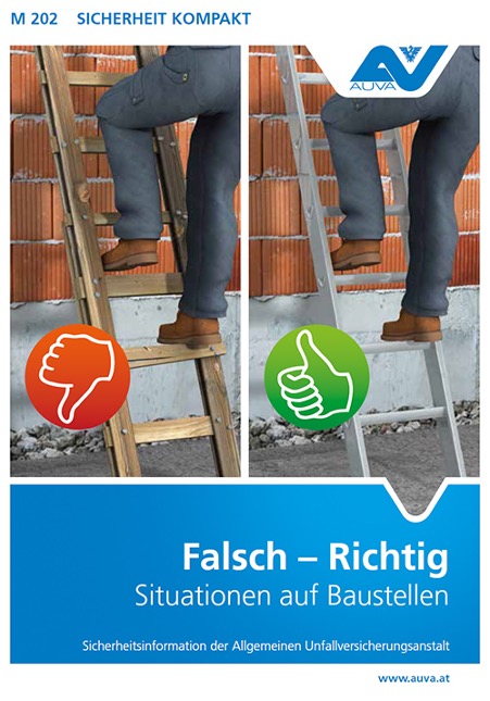 Titelbild des Merkblattes "M 202 Falsch - Richtig, Situationen auf Baustellen"
